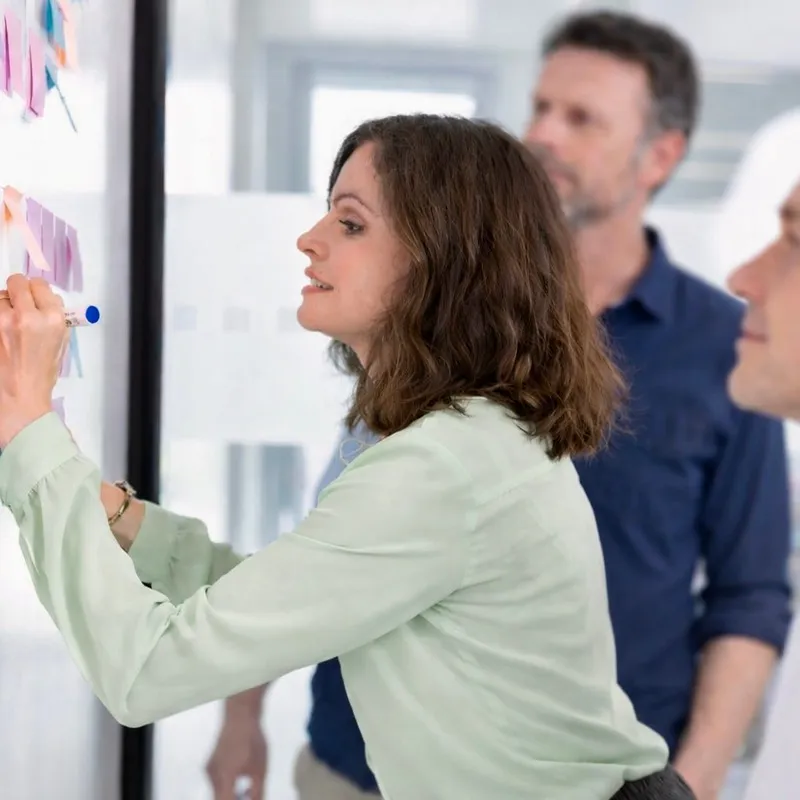 Dr. Anne-Christin Losert moderiert einen Workshop am Whiteboard